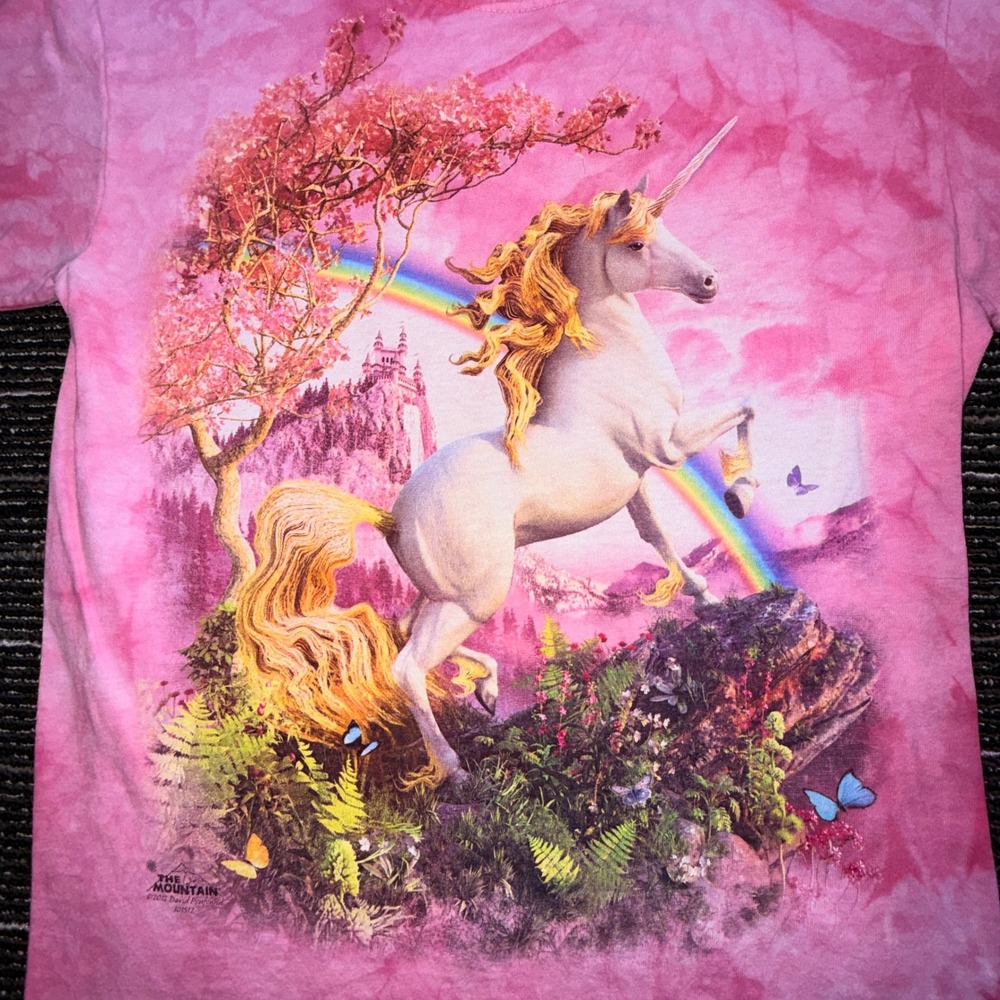 The Mountain Unicorn Shirt Kids XL Pink Tie Dye David Penfound 2012 Graphic